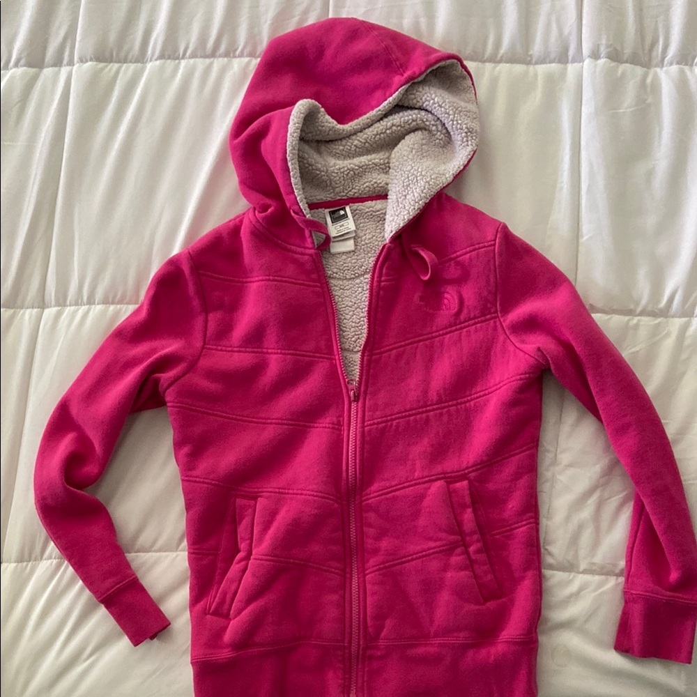 The North Face Pink Hoodie Soft Cotton-Blend Sweatshirt